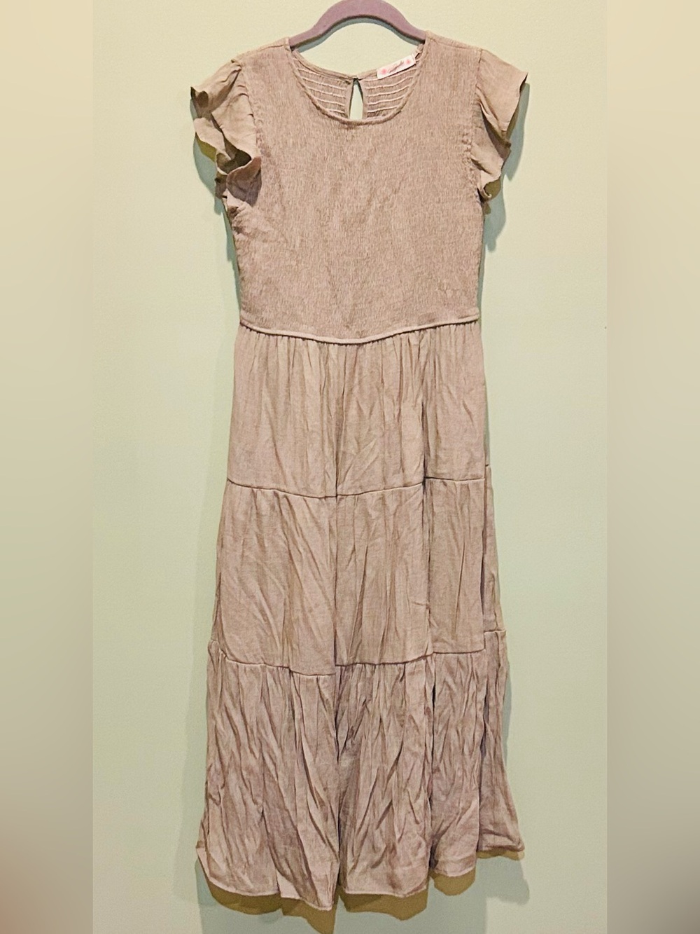 Women’s Ruffle Sleeve Tiered Maxi Dress - Light Green